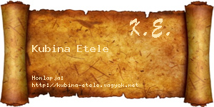 Kubina Etele névjegykártya